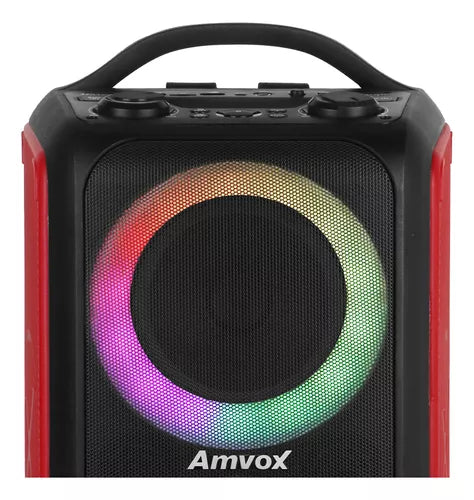 Caixa Som Bluetooth Portátil Amplificada 600W Rms Bateria Potente Vermelho Amvox Aca 600 Bagvox