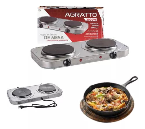 Fogão Elétrico De Mesa Inox P/ Cozinhar 110v/220v