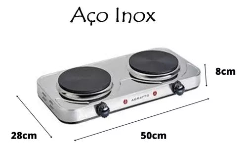 Fogão Elétrico De Mesa Inox P/ Cozinhar 110v/220v